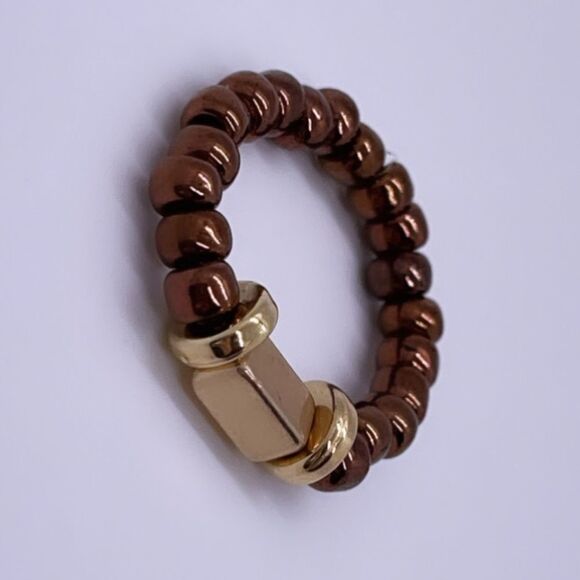 NWT Wool + Pepper Co. Brown & Gold Ring - Picture 2 of 6